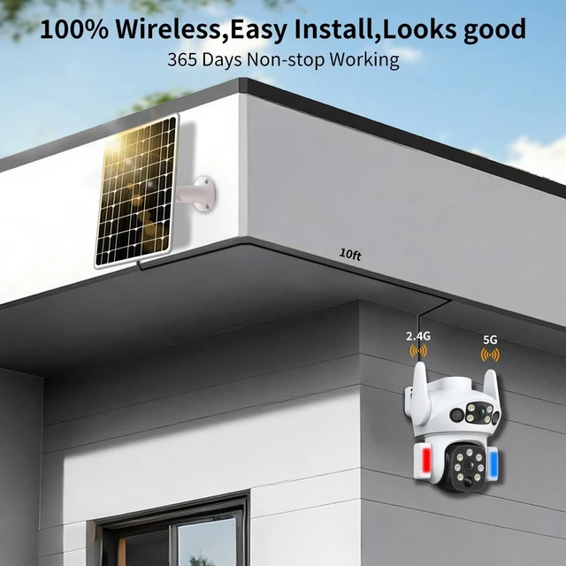 Alt view image 2 of 5 - ORAXIUM Solar Camera Outdoor Wireless, Dual Lens Security Camera for Home & Farm, Light Alarm & Color Night Vision, Outdoor Camera Two-Way Audio (1 Pack)