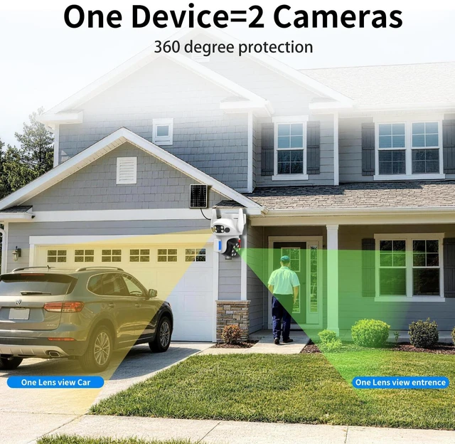 Alt view image 3 of 5 - ORAXIUM Solar Camera Outdoor Wireless, Dual Lens Security Camera for Home & Farm, Light Alarm & Color Night Vision, Outdoor Camera Two-Way Audio (1 Pack)