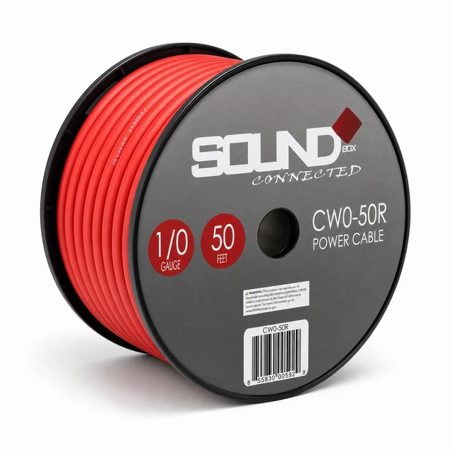 Alt view image 2 of 5 - SoundBox Connected 0 Gauge 50' Wire UltraFlex Amplifier Power/Ground Cable, Red