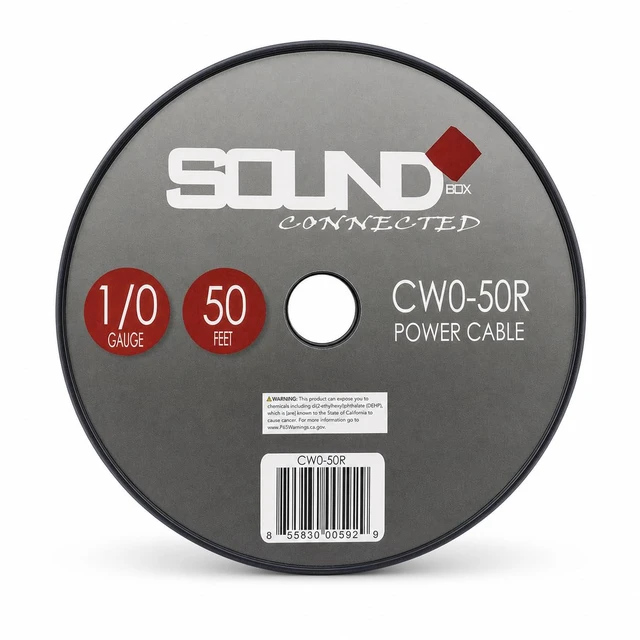 Alt view image 3 of 5 - SoundBox Connected 0 Gauge 50' Wire UltraFlex Amplifier Power/Ground Cable, Red