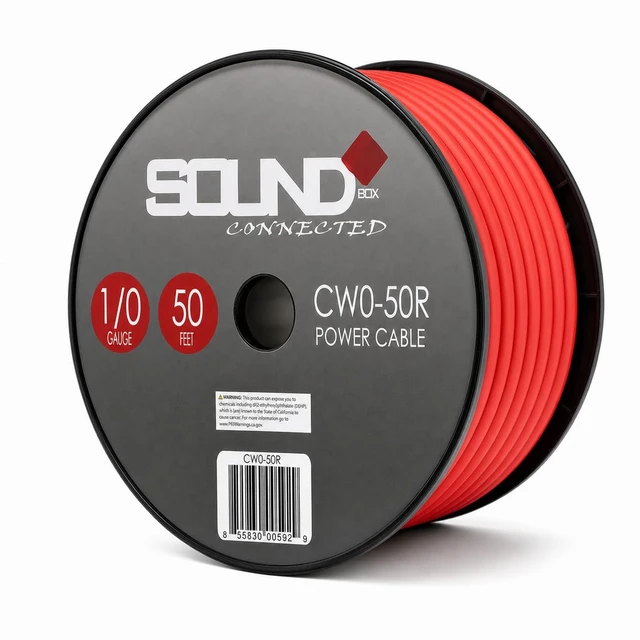 Alt view image 4 of 5 - SoundBox Connected 0 Gauge 50' Wire UltraFlex Amplifier Power/Ground Cable, Red