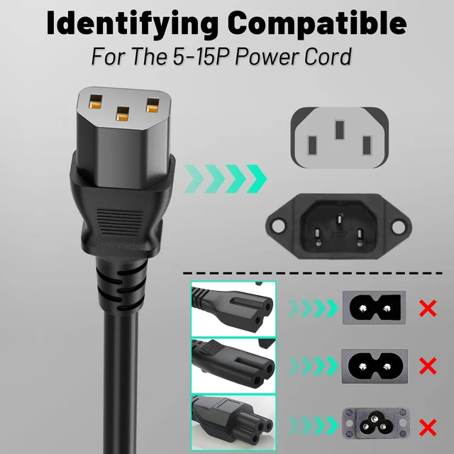Alt view image 3 of 5 - Vockjour Universal 50ft(14.8m) Power Cord, 3-Prong Pure Copper ETL, Black