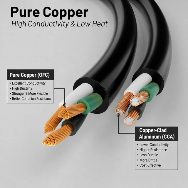 Alt view image 4 of 5 - Vockjour Universal 50ft(14.8m) Power Cord, 3-Prong Pure Copper ETL, Black