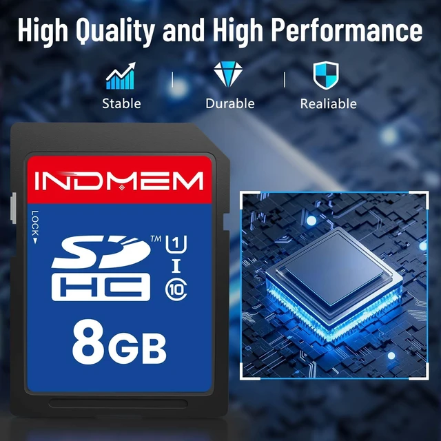 Alt view image 2 of 5 - 8GB SD Card (3 Pack), C10 SDHC UHS-I Memory Cards U1 Class 10 High-Speed Full 4K HD Video Compatible with Digital Point-and-Shoot Cameras, HD Camcorders, DSLR and PC