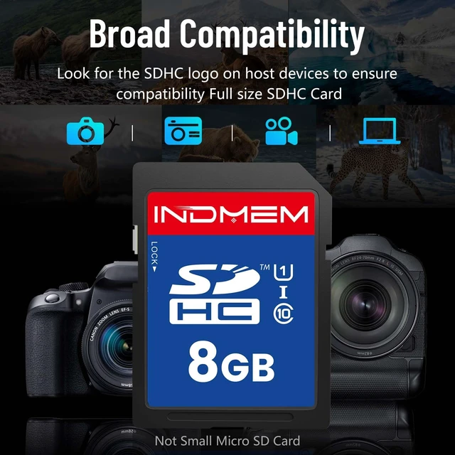 Alt view image 5 of 5 - 8GB SD Card (3 Pack), C10 SDHC UHS-I Memory Cards U1 Class 10 High-Speed Full 4K HD Video Compatible with Digital Point-and-Shoot Cameras, HD Camcorders, DSLR and PC