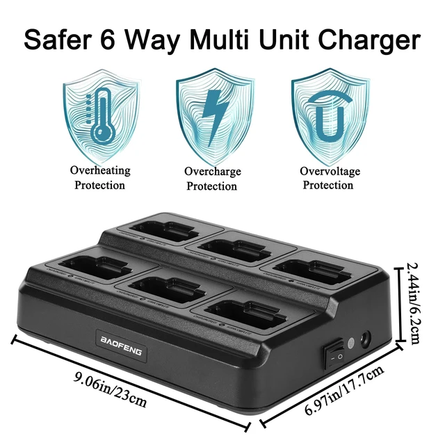 Alt view image 2 of 5 - BAOFENG T20 Mini Walkie Talkies with Earpiece & 6 Way Gang Charger