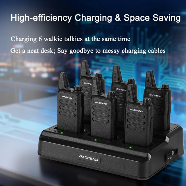 Alt view image 3 of 5 - BAOFENG T20 Mini Walkie Talkies with Earpiece & 6 Way Gang Charger