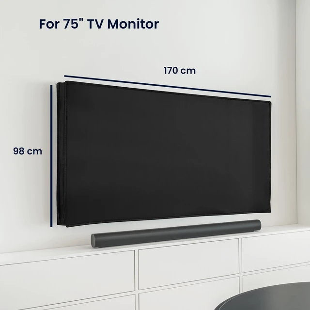 Alt view image 3 of 5 - kwmobile Indoor 75" TV Cover Television Dust Cover Screen Protector TV Screen Dust Protection Synthetic Fabric Black