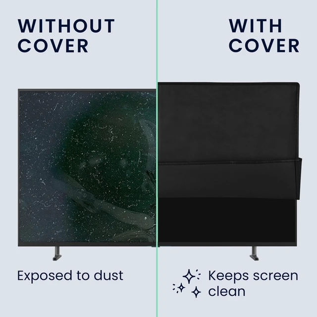 Alt view image 4 of 5 - kwmobile Indoor 75" TV Cover Television Dust Cover Screen Protector TV Screen Dust Protection Synthetic Fabric Black