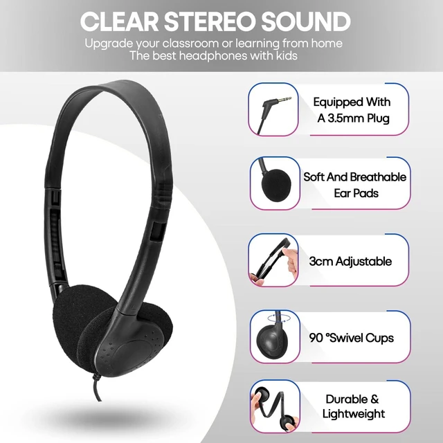 Alt view image 3 of 5 - Waneni Kids Headphones Bulk 20 Pack for School Classroom Students Children Toddler Boys Girls Teen Adults