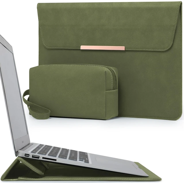 Main image of HYZUO 15 Inch Laptop Sleeve Case Bag with Stand Feature, Olive Green