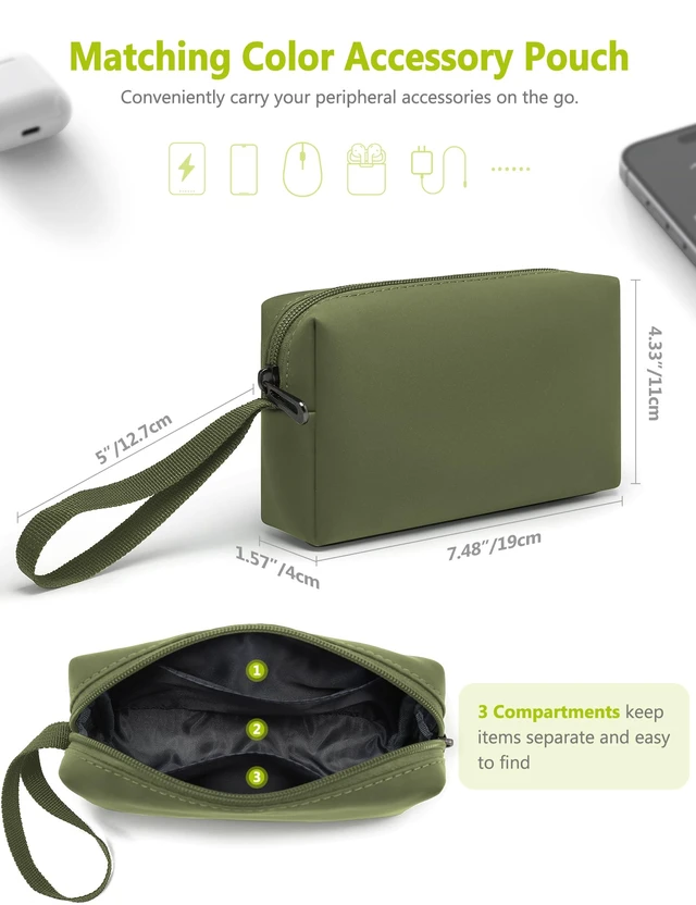 Alt view image 5 of 5 - HYZUO 15 Inch Laptop Sleeve Case Bag with Stand Feature, Olive Green