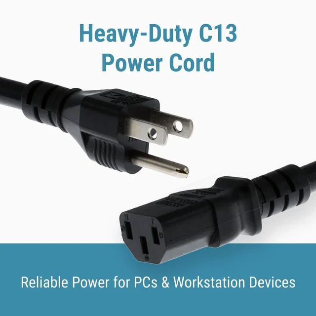 Alt view image 2 of 5 - CablesAndKits Heavy Duty AC Power Cord 20ft, 14AWG NEMA 5-15P to IEC C13