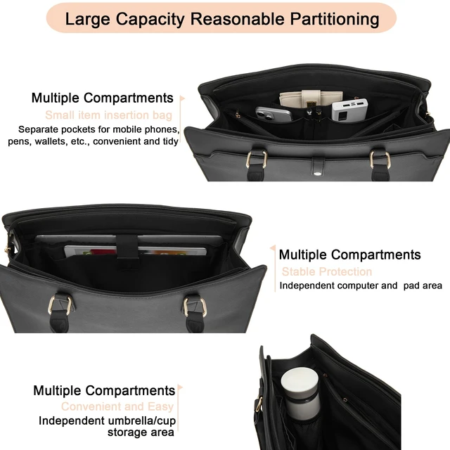 Alt view image 3 of 5 - 15.6 Inch Laptop Bag for Women Work Tote Purses Briefcase Teacher Handbag