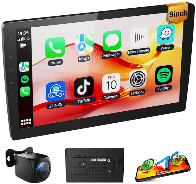 Main image of Huadio 9 Inch Universal Double Din Car Stereo with Wireless Apple CarPlay & Android Auto, Android 13 Touch Screen Car Radio, 2GB+64GB, CarPlay Screen for Car, GPS, Bluetooth, WiFi, Backup Camer