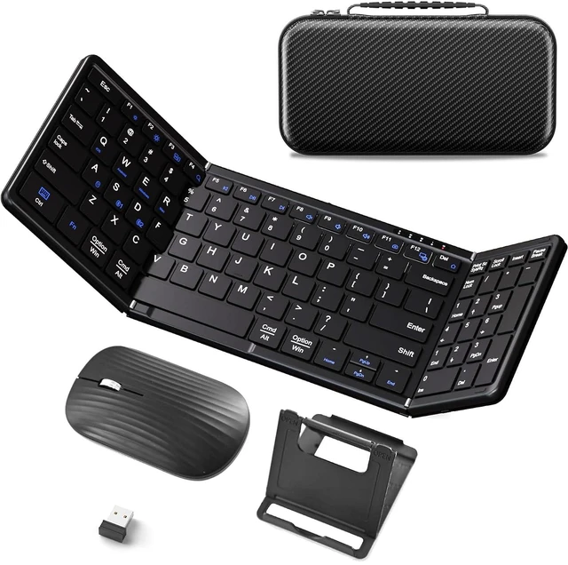 Main image of JPHTEK Full-Size Foldable Wireless Keyboard Mouse Combo for Travel, Black