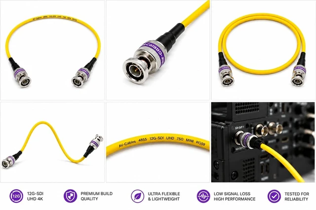 Alt view image 4 of 5 - AV-Cables 12G-SDI BNC to BNC Cable, 4855R,10ft, Yellow