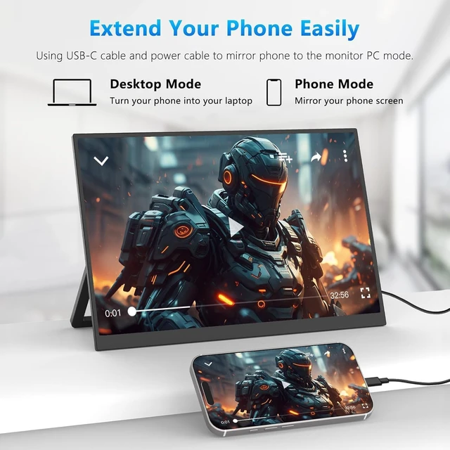 Alt view image 3 of 5 - RATEYUSO 16 Inch 120Hz Portable Gaming Monitor FHD 1200P IPS,USB-C&HDMI Travel External Monitor for Laptop Office Multi-Screen Work
