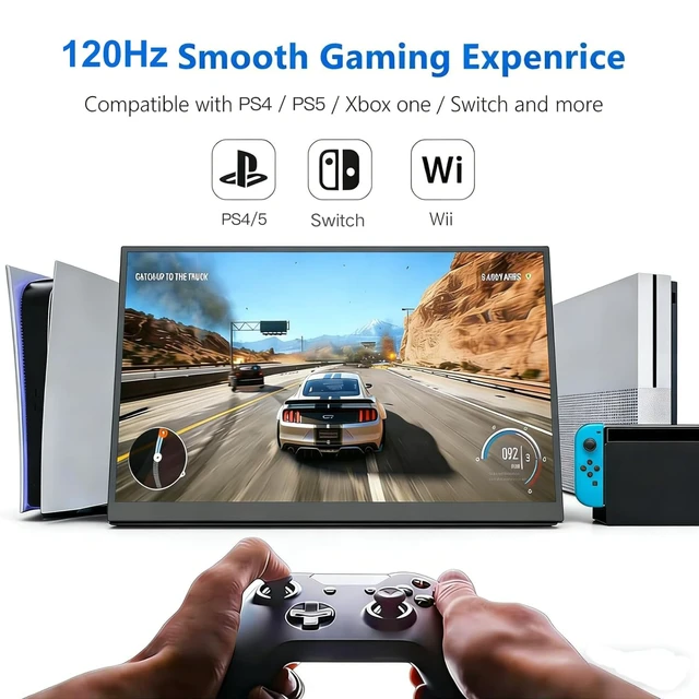 Alt view image 4 of 5 - RATEYUSO 16 Inch 120Hz Portable Gaming Monitor FHD 1200P IPS,USB-C&HDMI Travel External Monitor for Laptop Office Multi-Screen Work