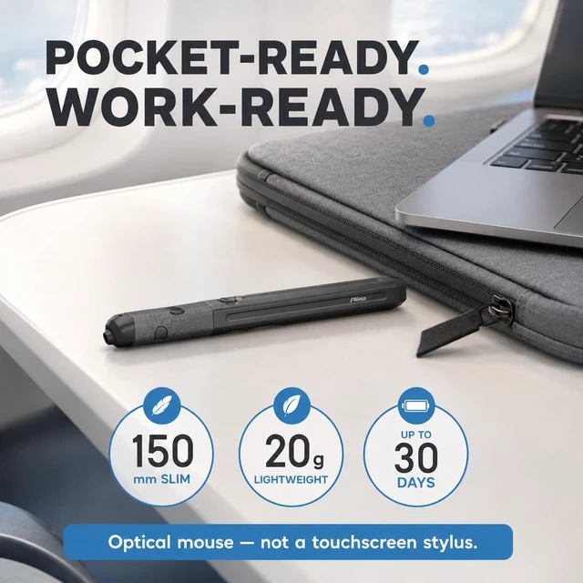 Alt view image 3 of 5 - Plima Pocket Pen Mouse, Bluetooth/2.4GHz, Ergonomic, Rechargeable (Black)