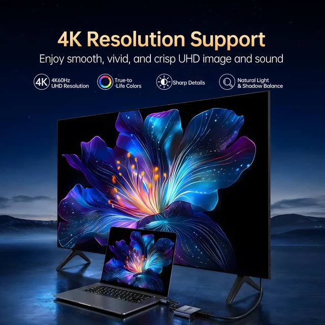 Alt view image 4 of 5 - DisplayPort to Dual HDMI Adapter 4K60Hz Display DP 1.4 to 2 HDMI Monitor