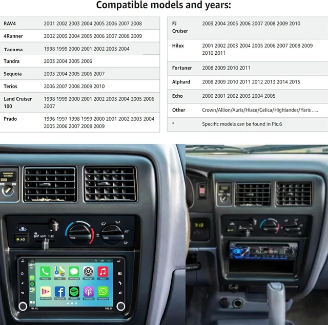 Alt view image 2 of 5 - Car Radio Stereo for Toyota Tacoma 1998-2004 Without J-B-L Sound System