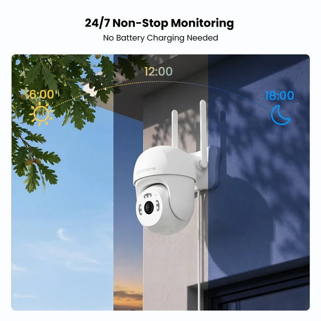 Alt view image 2 of 5 - 4K Outdoor Security Camera,Plug-in 360 PTZ Camera,24/7 Non-Stop Surveillance,Security Camera for Home AI Motion Detection,Full Color Night Vision,2-Way Audio,Cloud/SD Storage,Compatible with Alexa