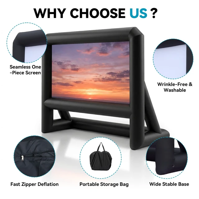 Alt view image 3 of 5 - CZGBRO Inflatable Movie Screen 14FT Inflatable Projector Screen for Outside