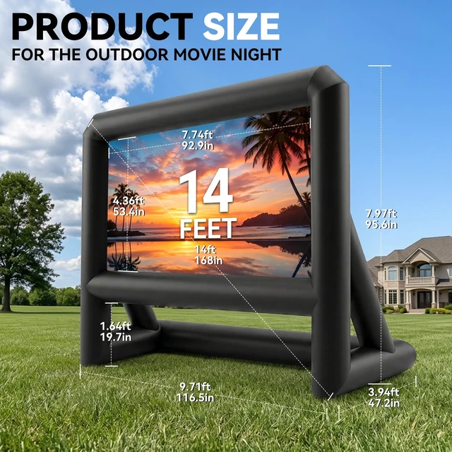Alt view image 5 of 5 - CZGBRO Inflatable Movie Screen 14FT Inflatable Projector Screen for Outside