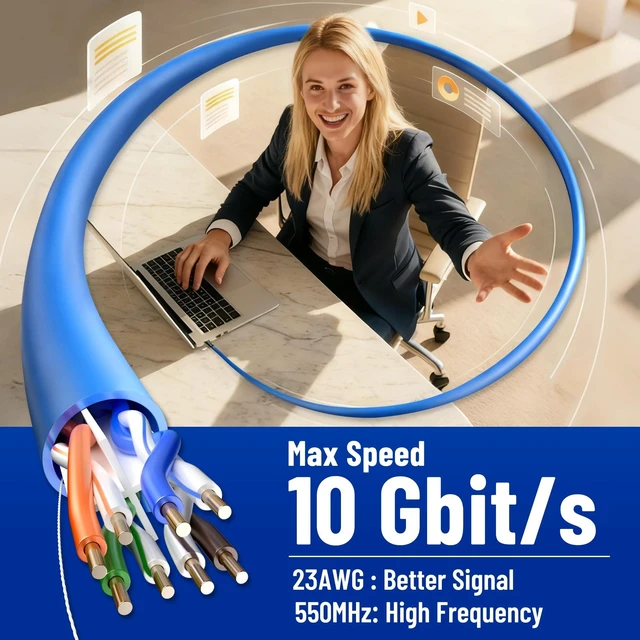 Alt view image 5 of 5 - Uvital Cat6 CMR Rated Ethernet Cable 500ft, 23AWG Solid Copper, PoE++
