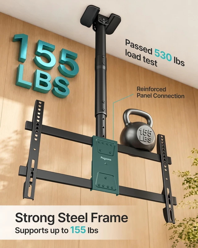 Alt view image 2 of 5 - PEGZONE Ceiling TV Mount for 43-86 Inch TVs, 19.1"-36.4" Height Adjustable