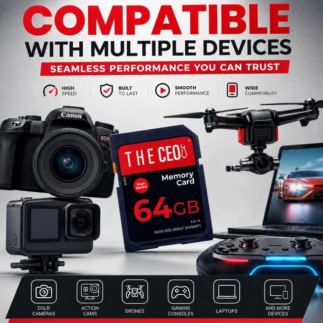 Alt view image 3 of 5 - THE CEO SD Card for Camera 32GB Class 10 UHS-I Memory Card Compatible