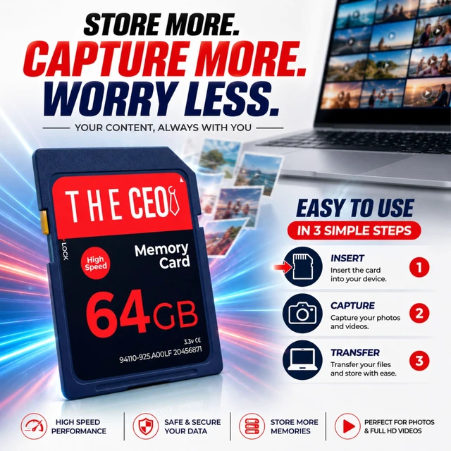 Alt view image 5 of 5 - THE CEO SD Card for Camera 32GB Class 10 UHS-I Memory Card Compatible