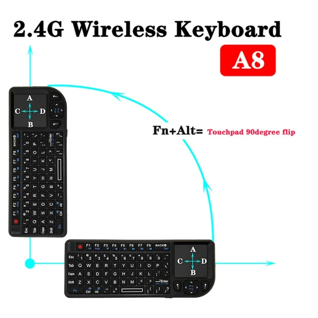 Alt view image 5 of 5 - 2.4G Mini Wireless Keyboard with Touchpad Mouse Combo,Remote Control Rechargeable Portable Keyboard Controller with 7 Colors RGB Backlit for Android TV Box/PC/Tablets/PS4/Raspberry Pi 3/HTPC/Ga