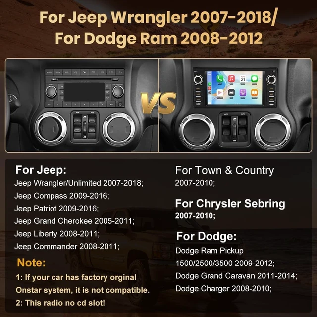 Alt view image 3 of 5 - Car Radio for Dodge RAM 1500 2009-2012, Dodge Grand Caravan (2011-2014)