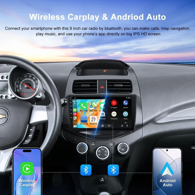 Alt view image 3 of 5 - (8 Core+64GB) Android 15 Car Radio Stereo for Chevy Spark 2011-2014