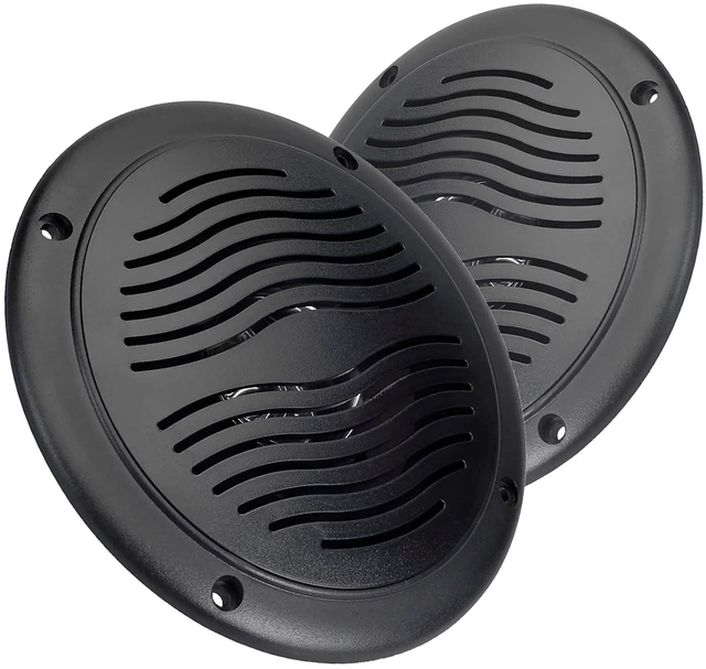 Main image of 5" Water Resistant Dual Cone Marine Speakers with Grills - Pair