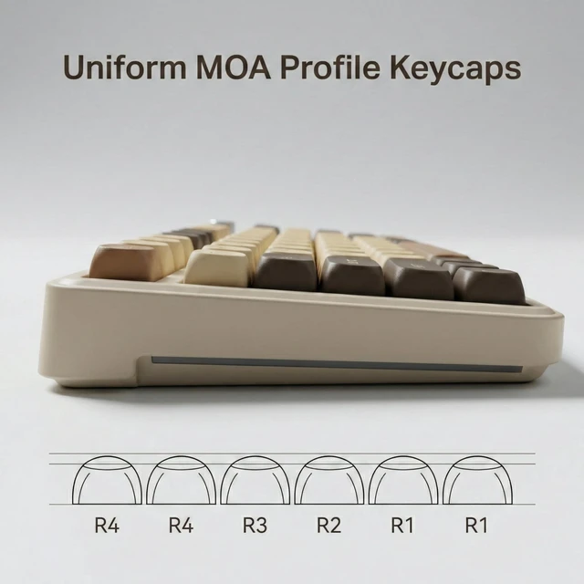 Alt view image 4 of 5 - Thyrnovyn 124 Keys PBT Keycaps, MOA Profile Retro Cream Beige Gray Custom Keycap Set for Mechanical Keyboards 60% 65% 75% 100% Layout (61/65/68/75/84/87/98/104), Morandi Minimalist Dye-Sublimation