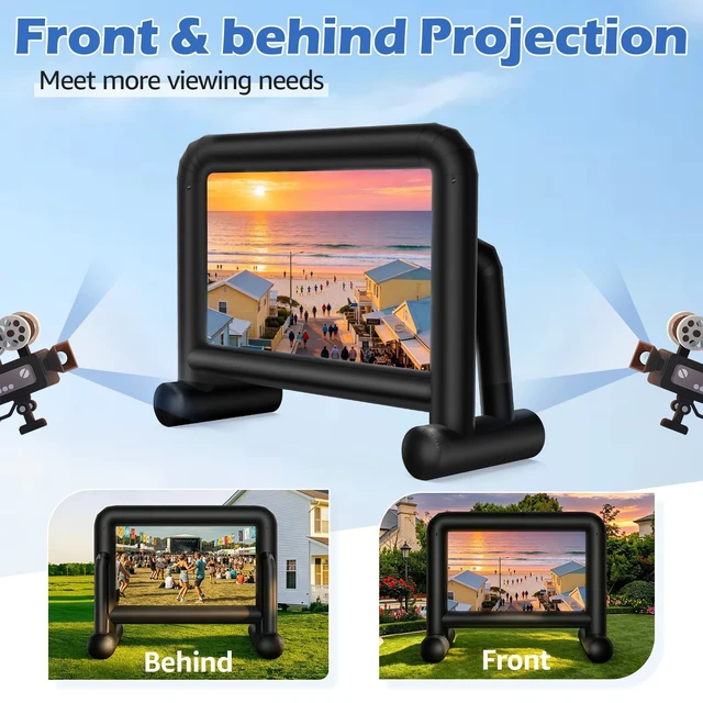 Alt view image 3 of 5 - 24Ft Portable Inflatable Projector Screen Double-Sided Projection, with Build-in Air Blower Storage Bag, One-Piece Design, Perfect for Backyard Movie Nights, Themed Parties, Celebrations