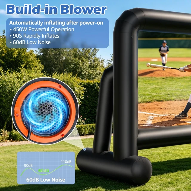 Alt view image 5 of 5 - 24Ft Portable Inflatable Projector Screen Double-Sided Projection, with Build-in Air Blower Storage Bag, One-Piece Design, Perfect for Backyard Movie Nights, Themed Parties, Celebrations