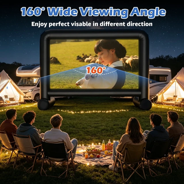 Alt view image 4 of 5 - 24Ft Portable Inflatable Projector Screen Double-Sided Projection, with Build-in Air Blower Storage Bag, One-Piece Design, Perfect for Backyard Movie Nights, Themed Parties, Celebrations