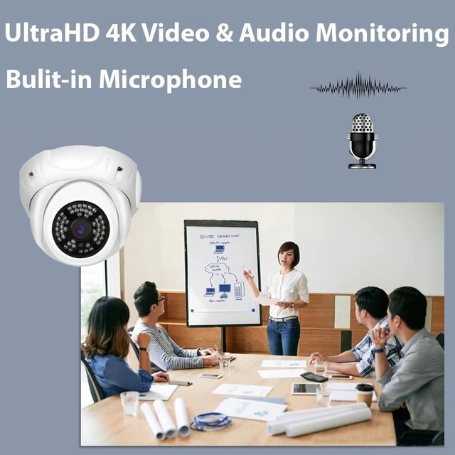 Alt view image 2 of 3 - GW Security 8MP 4K IP PoE Outdoor Indoor Microphone White Turret Security Camera (GW803603M)