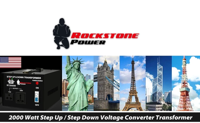 Alt view image 3 of 5 - Rockstone Power 2000 Watt Heavy Duty Step Up/Down Voltage Transformer Converter, 110/120/220/240 V, 5V USB Port