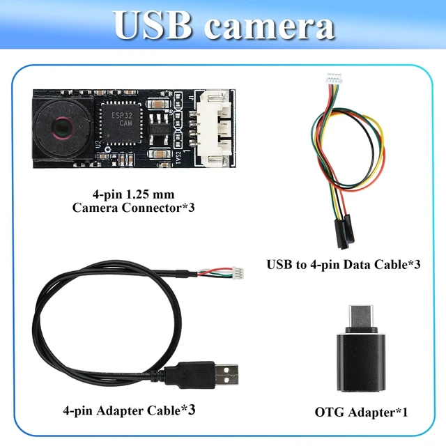 Alt view image 3 of 3 - 3PCS 1MP USB Camera Module 720P Video Webcam Fixed Focus 65 FOV, USB & 4Pin Dual Connection UVC & OTG Support, Compatible with Windows 10/11 Android