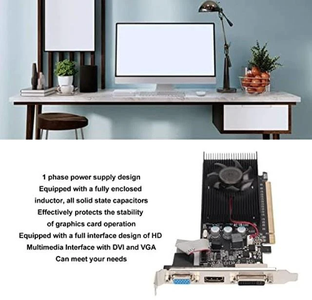 Alt view image 4 of 5 - Sanpyl 610 Graphics Card, 2GB DDR3, Support DirectX 11 64 Bit, Single Fan GPU PC Video Card, PCI Express 2.0, VGA, DVI,