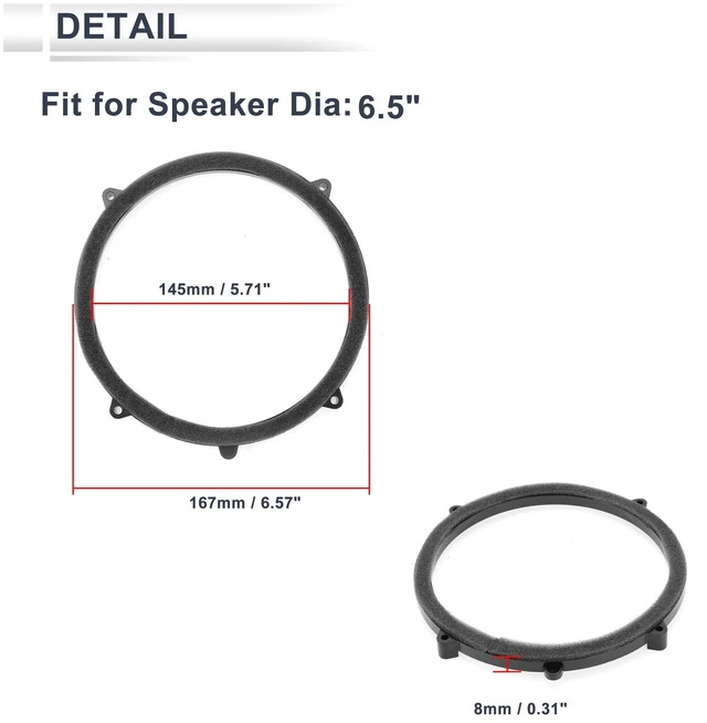 Alt view image 5 of 5 - RATCHROLL Speaker Spacer Ring Tweeter Speaker Spacer Adaptor for Mercedes-Benz Vieting Waterproof Speaker Subwoofer Mounting Spacer Bracket Ring ABS 2Set