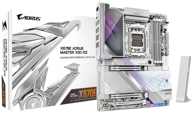 Main image of GIGABYTE X870E AORUS Master X3D ICE AMD AM5 LGA 1718 ATX Motherboard, Ryzen 9000/8000/7000, DDR5, 18+2+2 Power Phase, 5X M.2, PCIe 5.0, WiFi 7, 10GbE