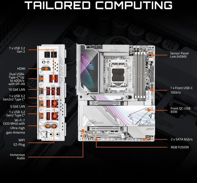 Alt view image 3 of 5 - GIGABYTE X870E AORUS Master X3D ICE AMD AM5 LGA 1718 ATX Motherboard, Ryzen 9000/8000/7000, DDR5, 18+2+2 Power Phase, 5X M.2, PCIe 5.0, WiFi 7, 10GbE