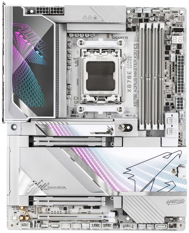Alt view image 5 of 5 - GIGABYTE X870E AORUS Master X3D ICE AMD AM5 LGA 1718 ATX Motherboard, Ryzen 9000/8000/7000, DDR5, 18+2+2 Power Phase, 5X M.2, PCIe 5.0, WiFi 7, 10GbE