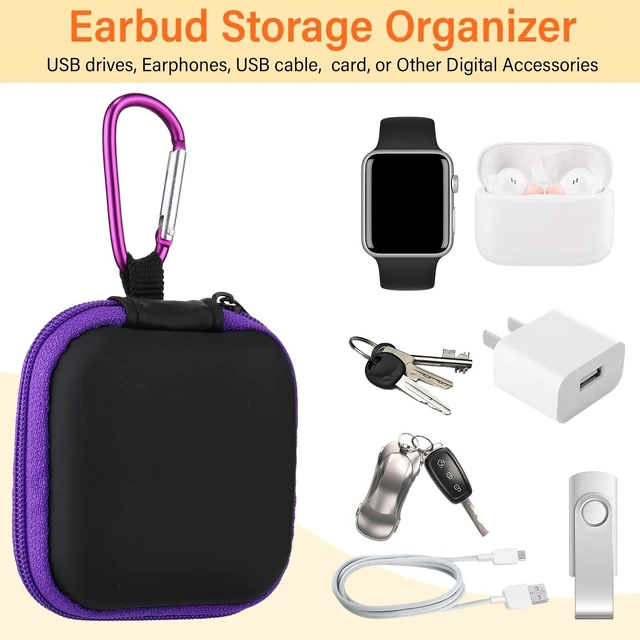 Alt view image 4 of 5 - Paterr 30 Pack Square Earbud Case Pouch Bulk with Clip, Multicolor